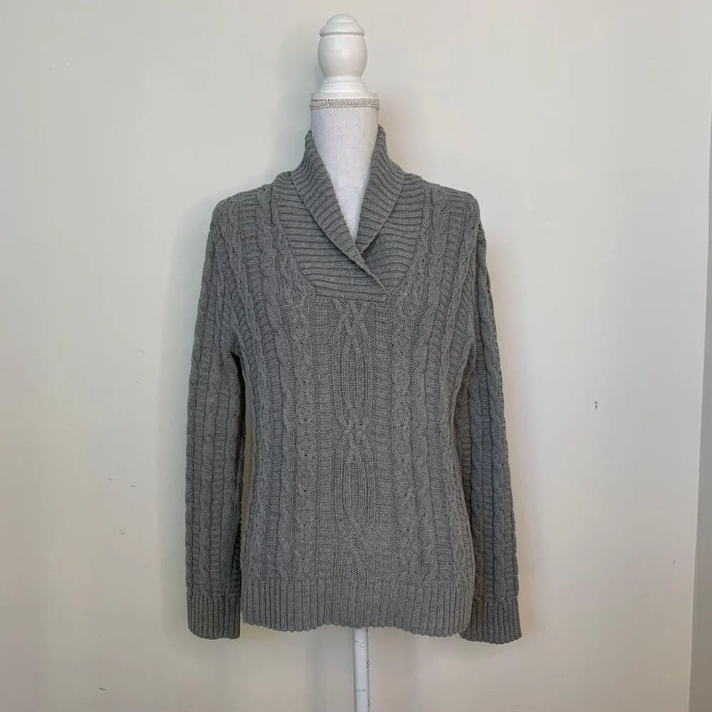 Jeanne Pierre SZ L 100% Cotton grey sweater womens